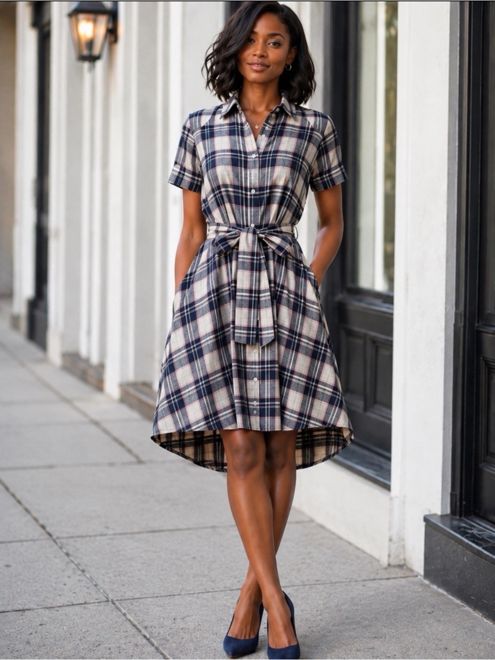 Anthropologie 11.1 Tylho Plaid Belted Shirt Dress - Size M